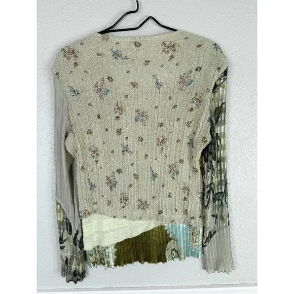 Vtg Y2K Alberto Makali Pleated Top Sz L Sequin Floral Lace Patchwork Fairy Artsy - Picture 7 of 10